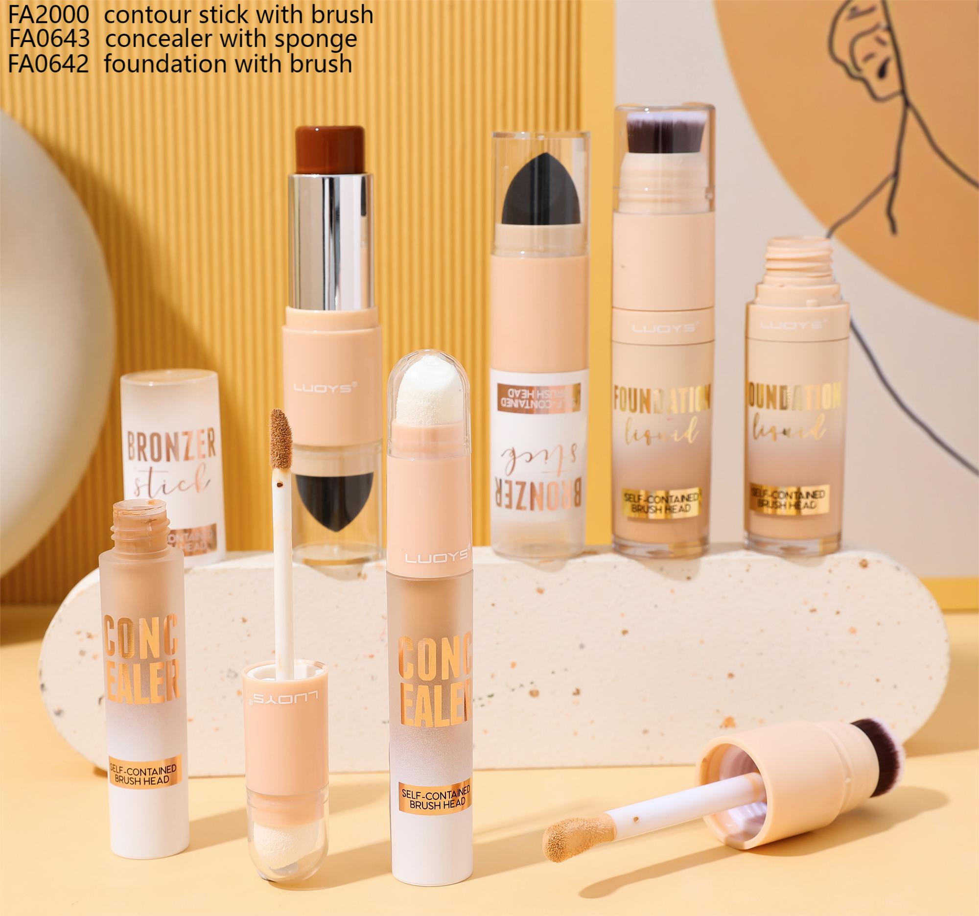 FA2000 contour stick with brush FA0643 concealer with sponge FA0642 foundation with brush